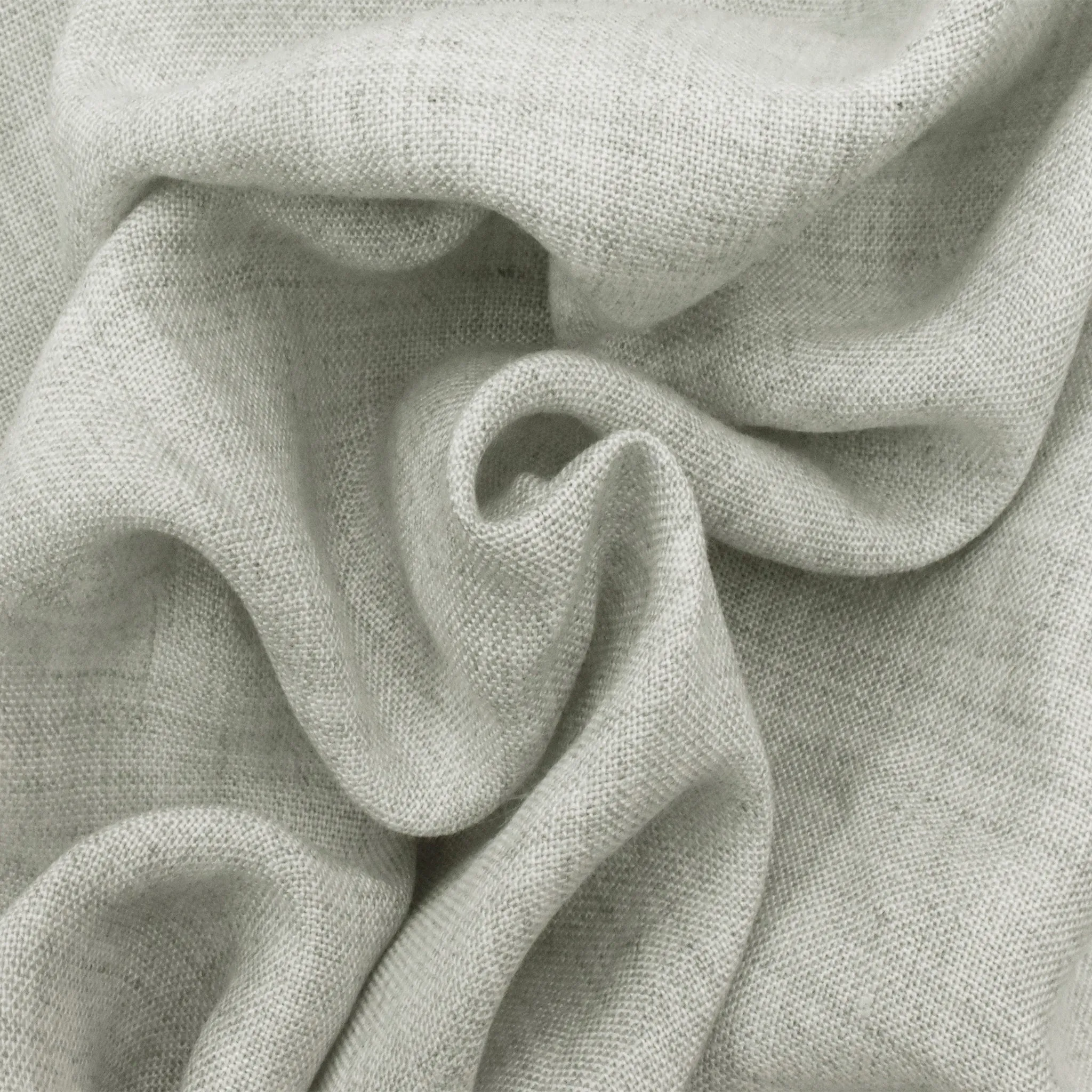 1 3/4 YD PC-Light Gray-White Cotton-Rayon Cross Hatch Woven Fabric