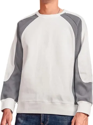 330G Heavy American Casual Sweatshirt Men Autumn Fashion Brand Splicing Contrast Color Round Neck Loose Bottoming Shirt