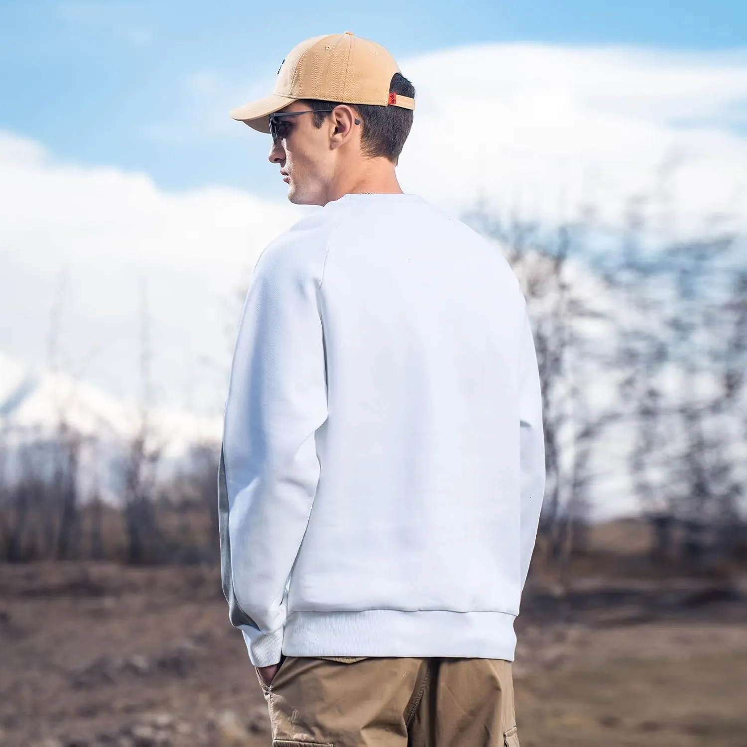 330G Heavy American Casual Sweatshirt Men Autumn Fashion Brand Splicing Contrast Color Round Neck Loose Bottoming Shirt