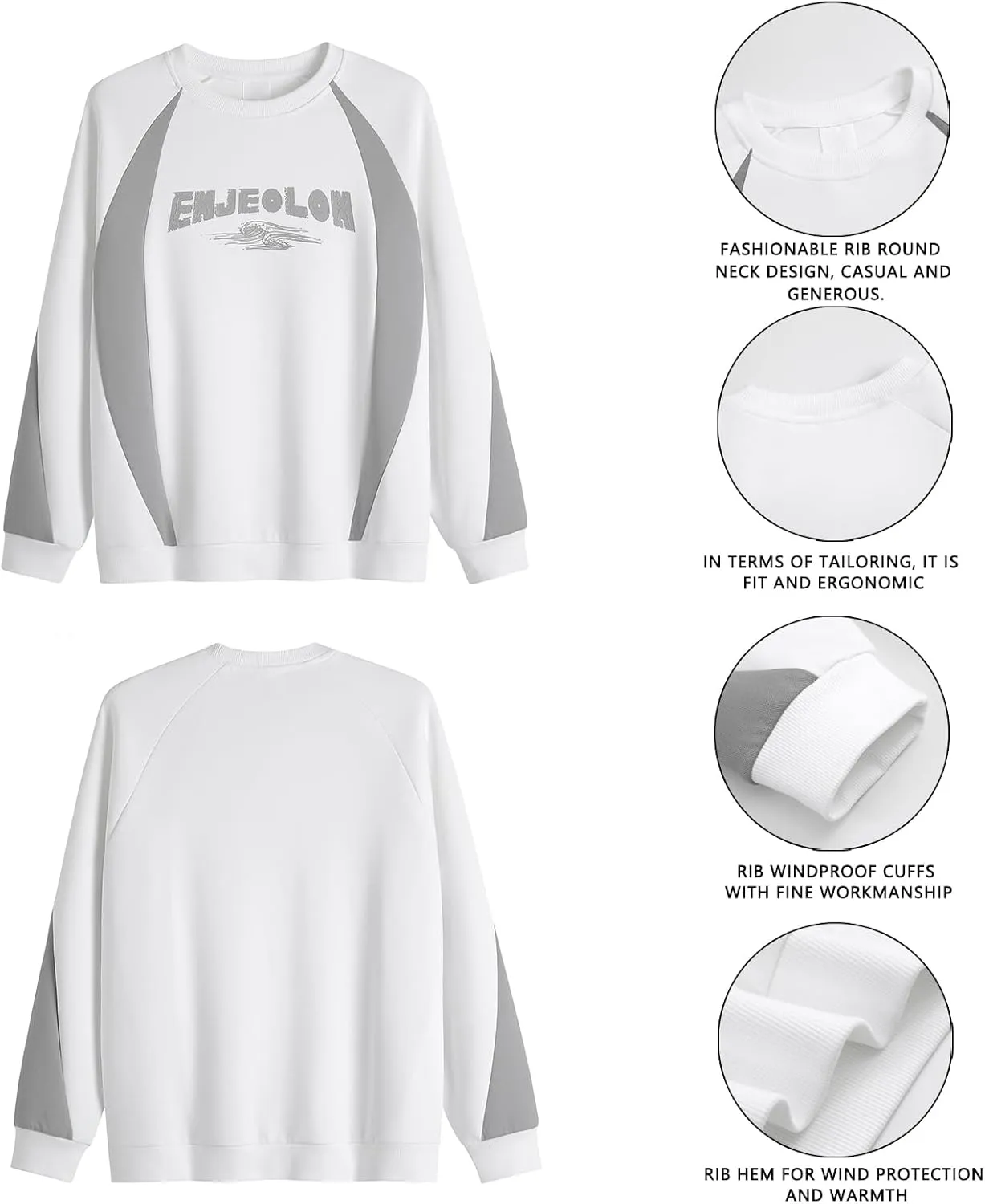 330G Heavy American Casual Sweatshirt Men Autumn Fashion Brand Splicing Contrast Color Round Neck Loose Bottoming Shirt