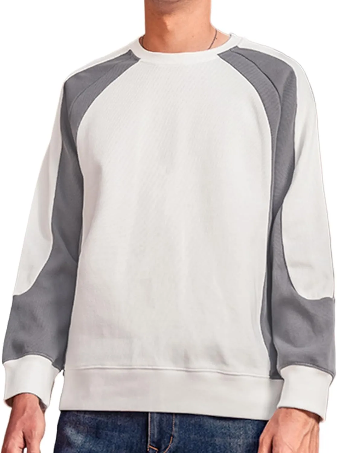 330G Heavy American Casual Sweatshirt Men Autumn Fashion Brand Splicing Contrast Color Round Neck Loose Bottoming Shirt