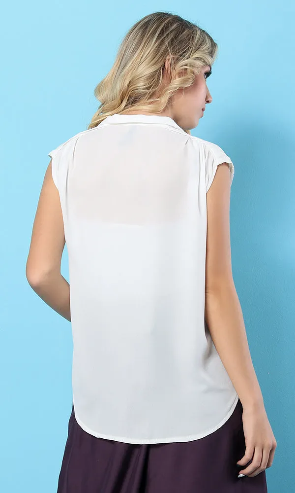 34034 Buttoned Solid Basic Shirt - White