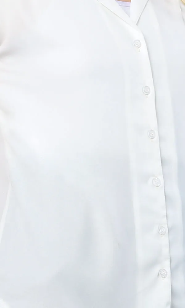 34034 Buttoned Solid Basic Shirt - White