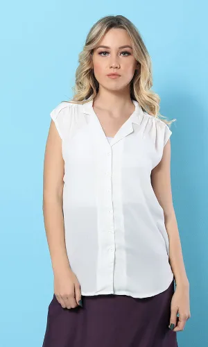34034 Buttoned Solid Basic Shirt - White