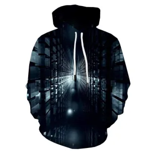 Abstract Sweatshirts men Harajuku Sweatshirt Printed Black Hoodie Print