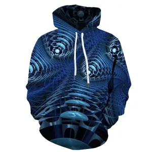 Abstract Sweatshirts men Psychedelic 3d Printed Dizziness Sweatshirt Printed Metal Hooded Casual