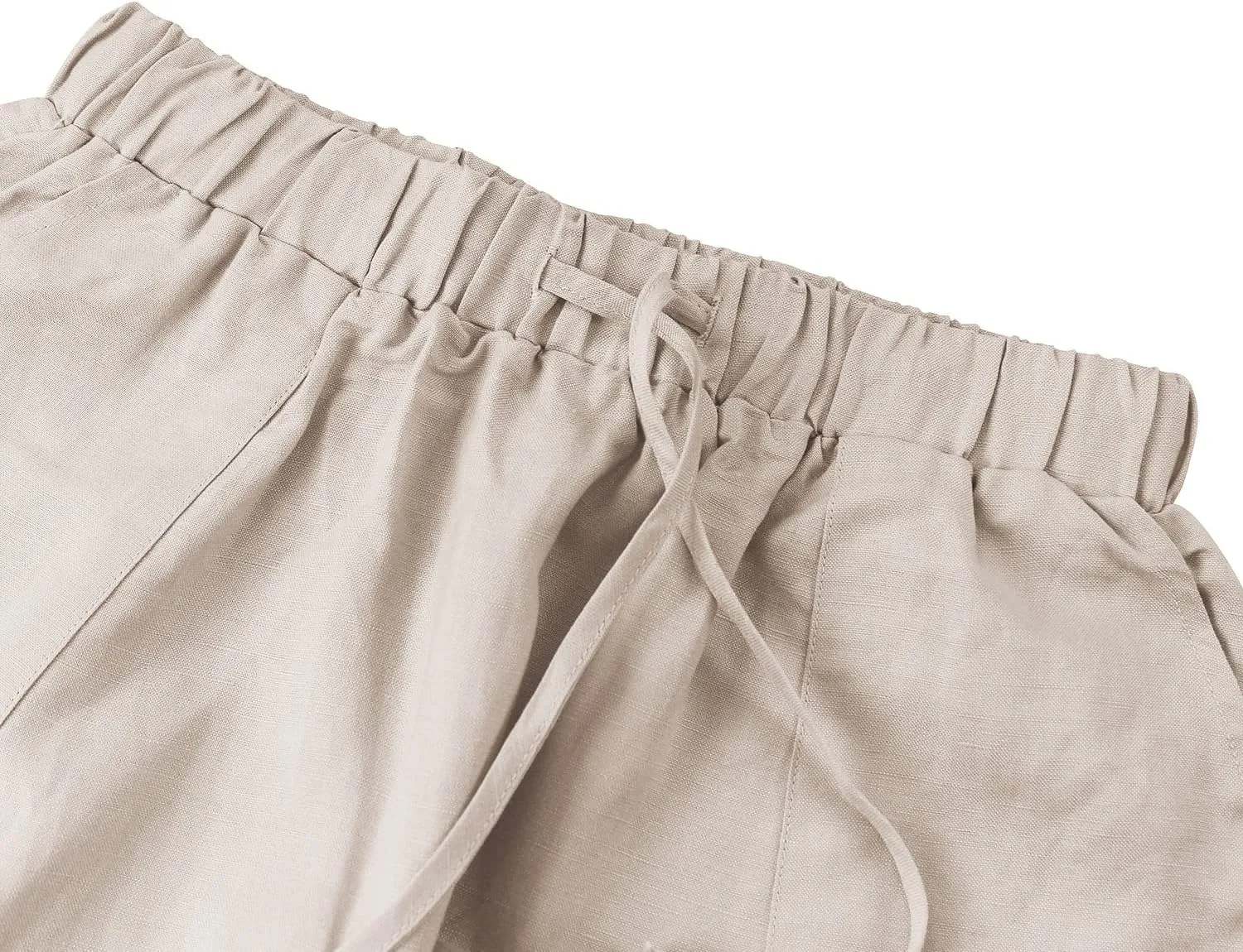 Amazhiyu Womens Linen High Waist Pencil Pants with Pockets Drawstring Trousers