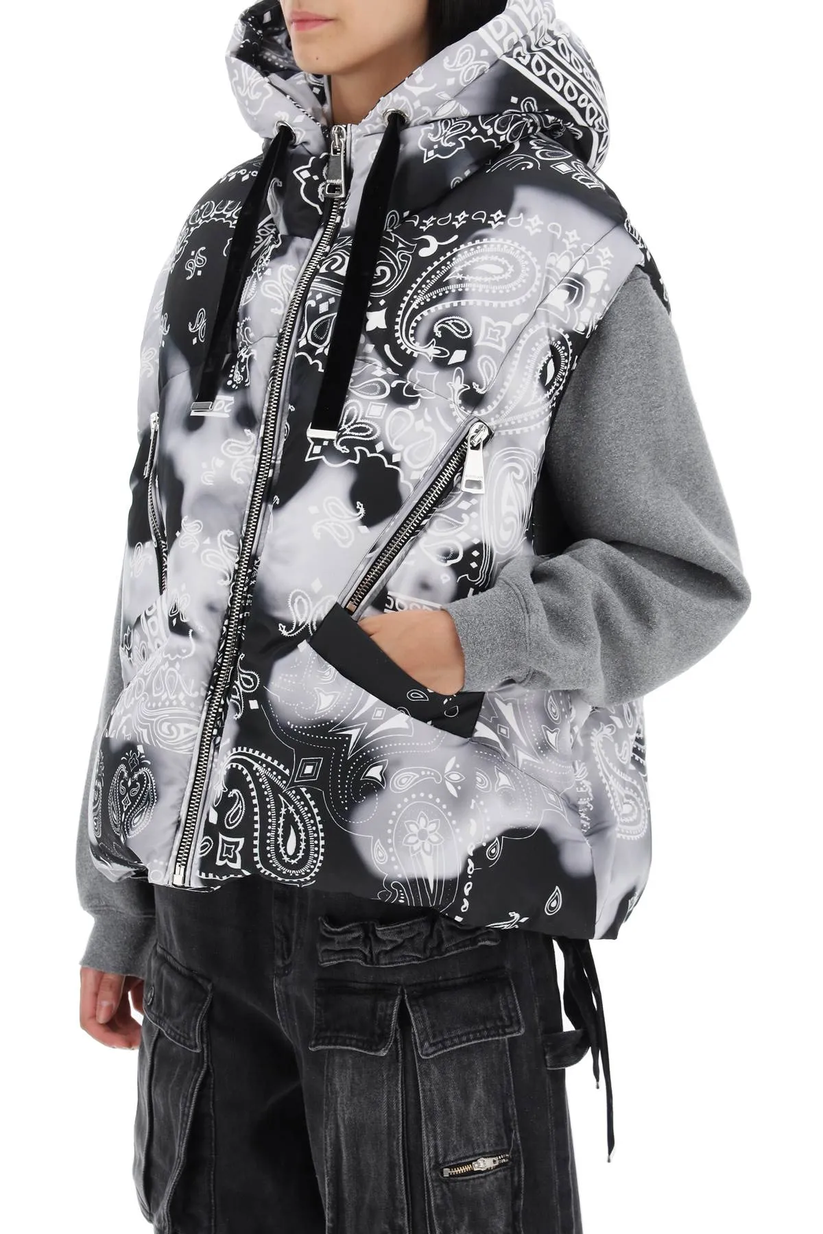 bandana print iconic down vest