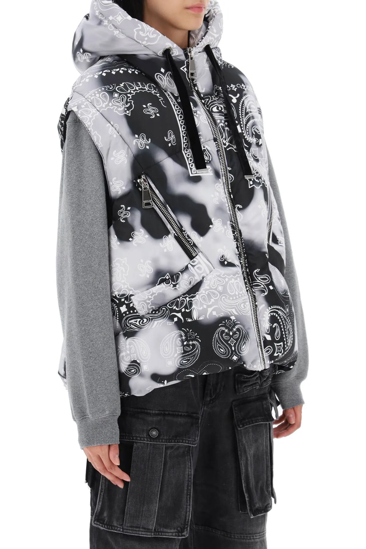bandana print iconic down vest