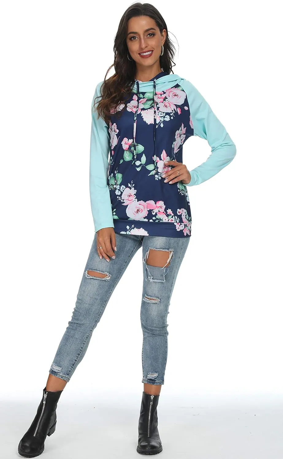 Barlver Women's Casual Hoodies Color Block Long Sleeve Drawstring Sweatshirts 1/4 Zip Pullover Lightweight Tops with Pocket