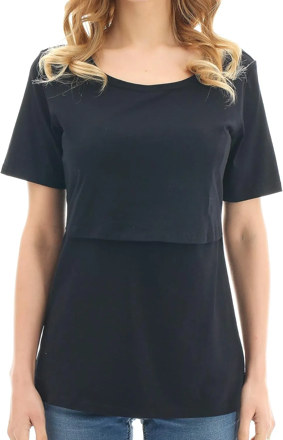 Bearsland Women's 3 Packs Cotton Maternity Nursing Tops Short Sleeve Breastfeeding Clothes