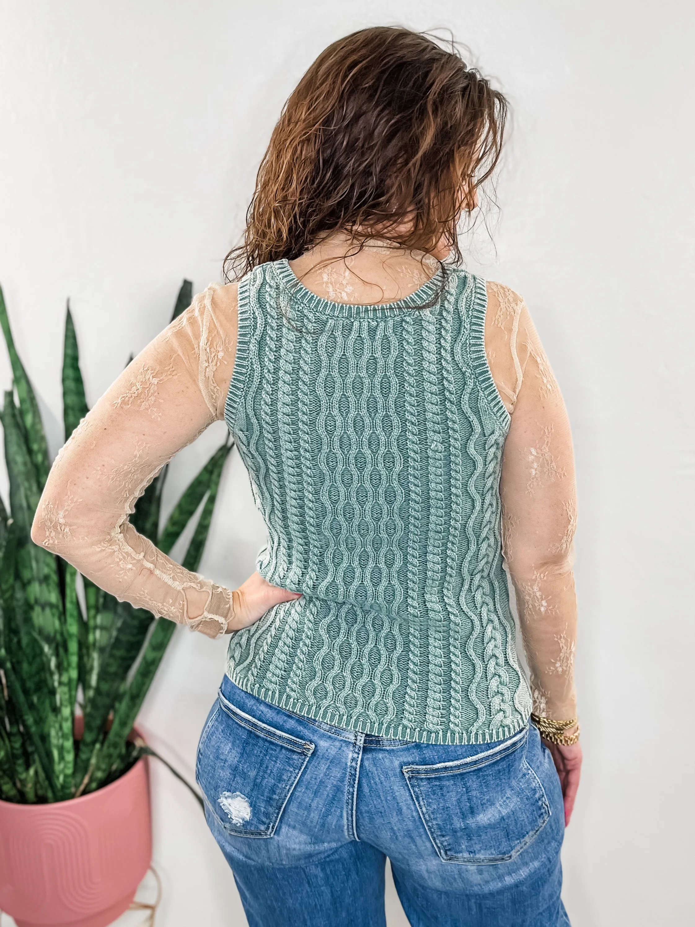 Beige Lace Layering Top