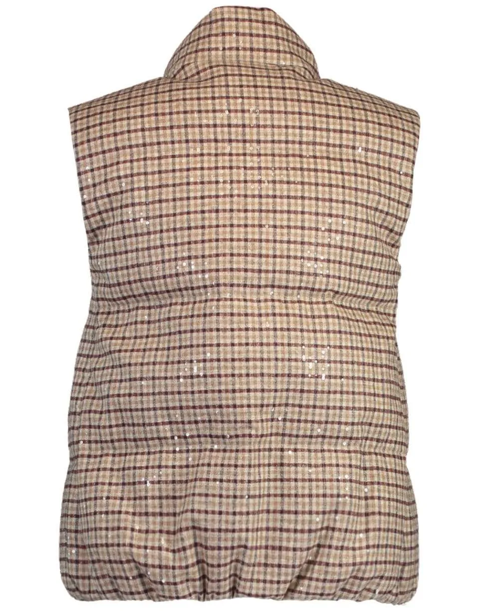 Beige Tobacco Goose Down Padded Vest