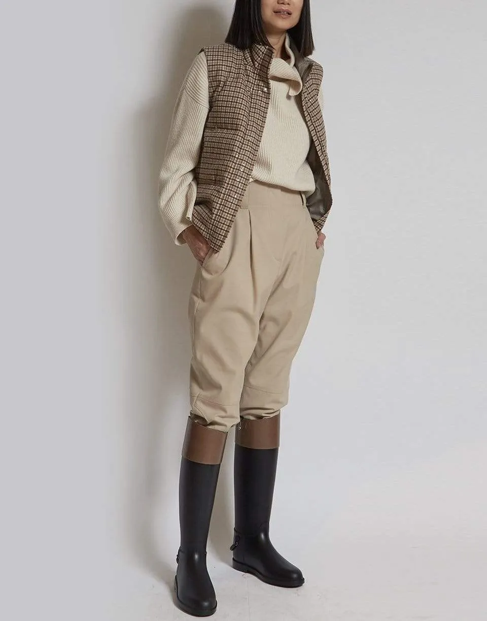 Beige Tobacco Goose Down Padded Vest