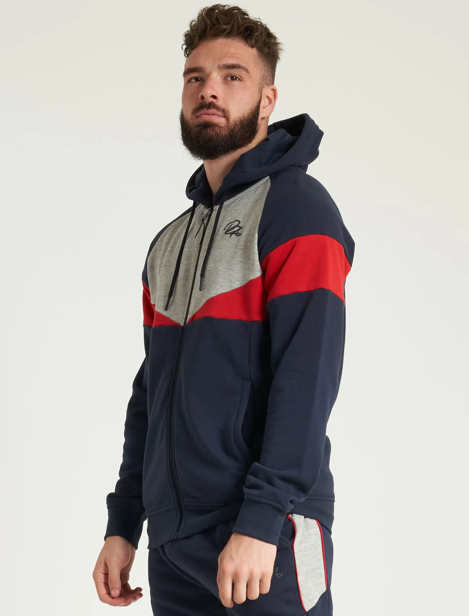 Bifrost Colour Block Zip Through Hoodie in Sky Captain Navy - Dissident