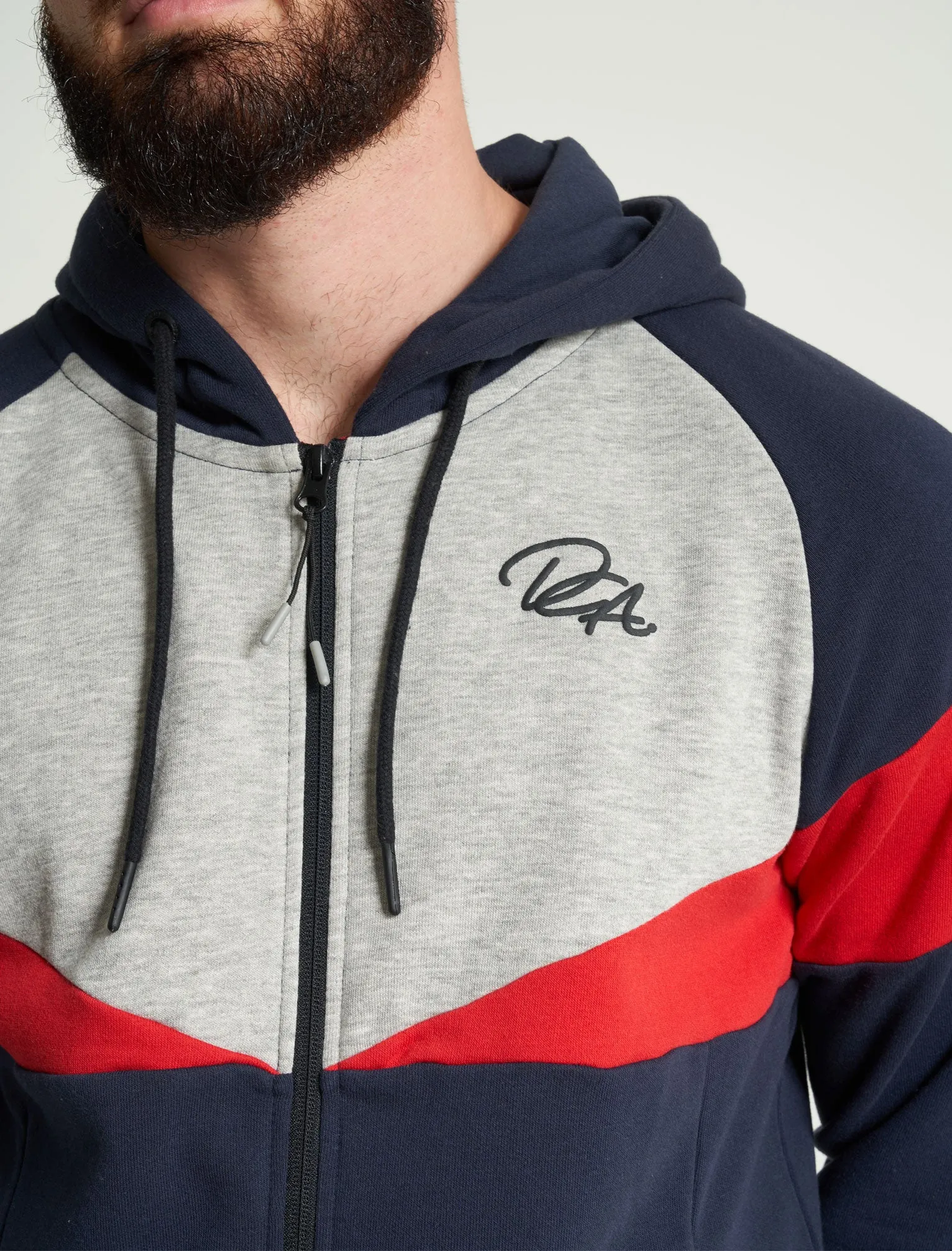 Bifrost Colour Block Zip Through Hoodie in Sky Captain Navy - Dissident