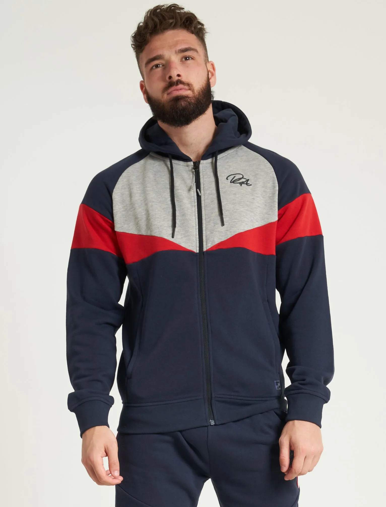 Bifrost Colour Block Zip Through Hoodie in Sky Captain Navy - Dissident