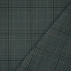 Black-Gray-Multi Wool Polyester Plaid Woven Shirting Fabric