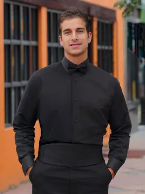 Black Tuxedo Shirt - Non Pleated with Laydown Collar