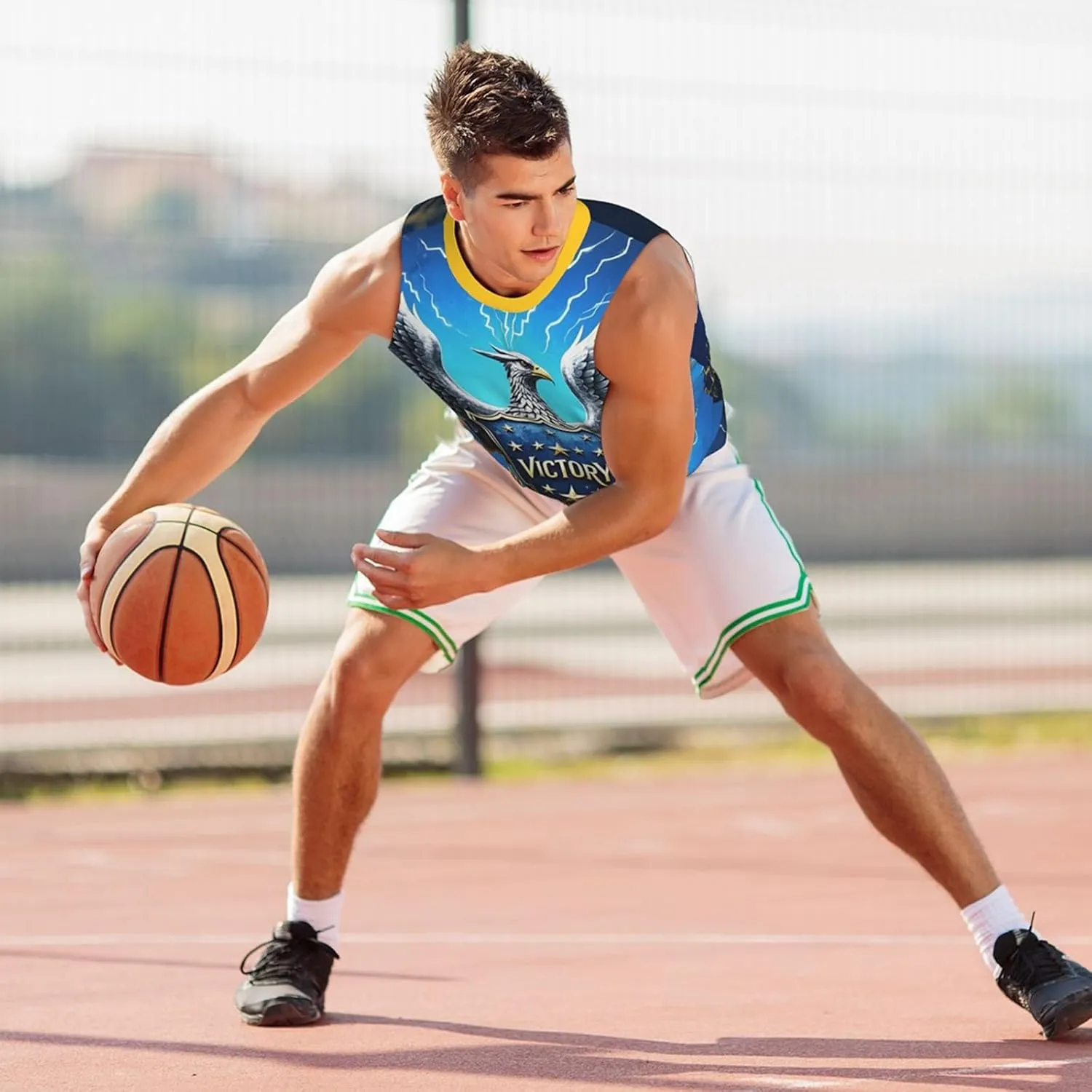 Blue Sleeveless Victory Jersey, Leading The Fashion, Sports Undershirt, Riding Tops