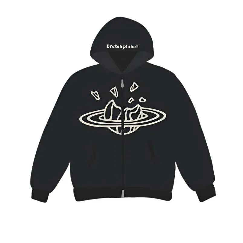 BROKEN PLANET ZIP UP HOODIE