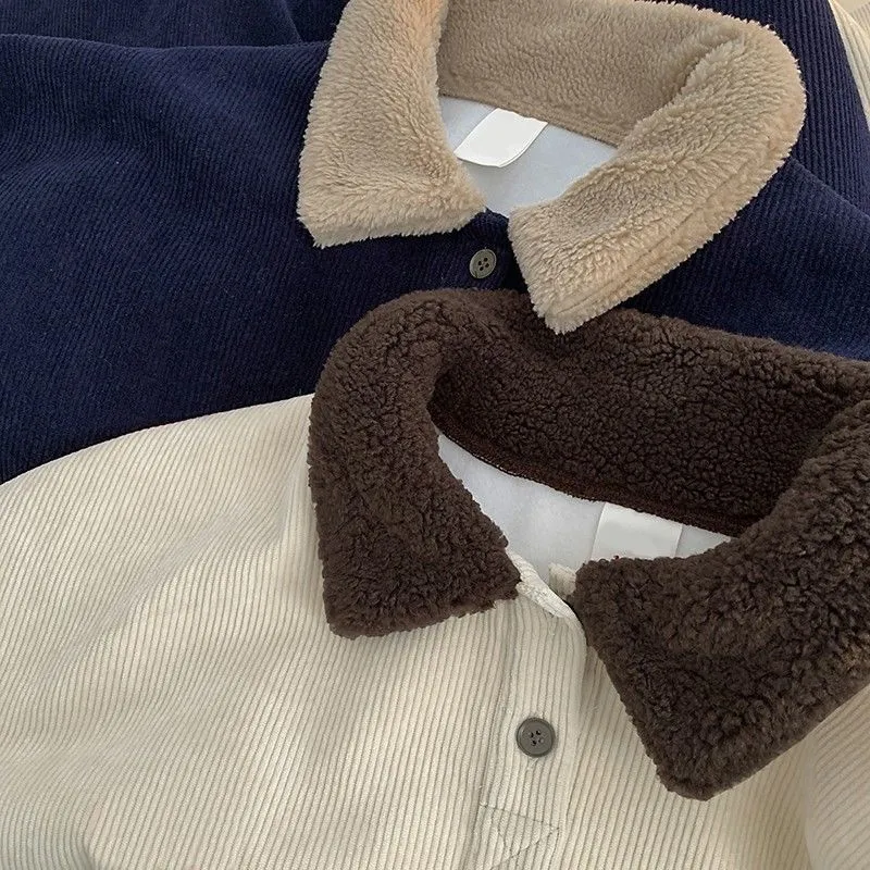 Buttoned Sweatshirt With Sherpa Collar