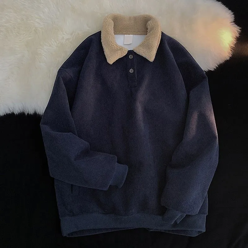 Buttoned Sweatshirt With Sherpa Collar