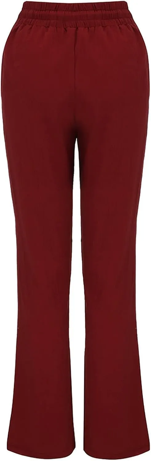 BZGTZT Linen Pants for Women Summer Casual Loose Drawstring Elastic High Waist Comfy Trousers Straight Leg Long Lounge Pant