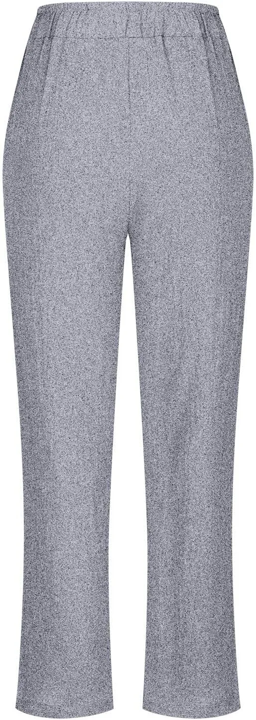 BZGTZT Wide Leg Linen Pants for Women Plus Size Elastic Waist Casual Summer Pants Loose Fit Beach Pants Comfy Cotton Trouser