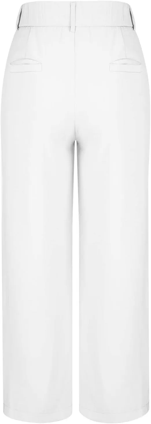 BZGTZT Women's Plus Size Suit Pant Wide Leg Pants Elastic High Waist Lightweight Business Trousers Long Straight Dress Pants