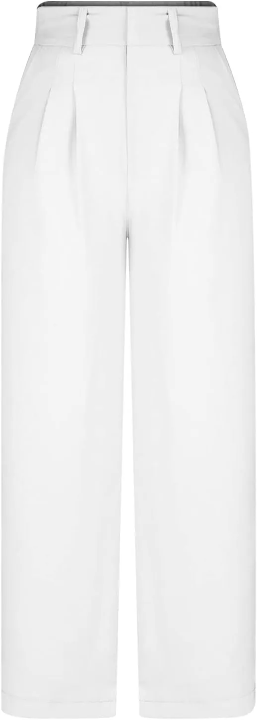 BZGTZT Women's Plus Size Suit Pant Wide Leg Pants Elastic High Waist Lightweight Business Trousers Long Straight Dress Pants