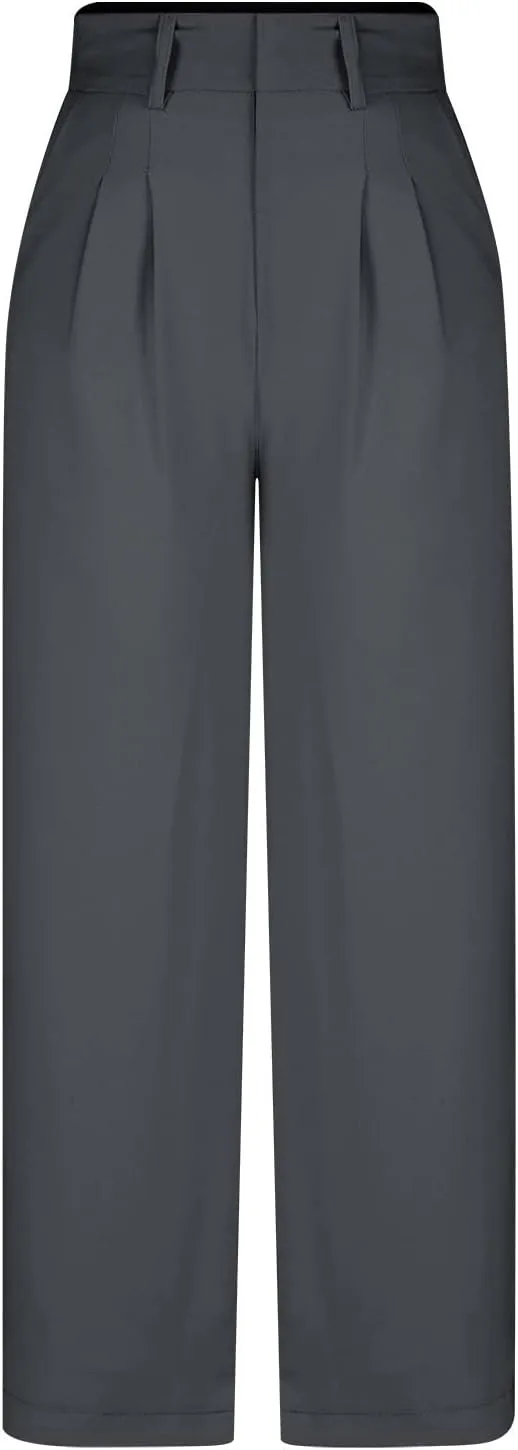 BZGTZT Women's Plus Size Suit Pant Wide Leg Pants Elastic High Waist Lightweight Business Trousers Long Straight Dress Pants