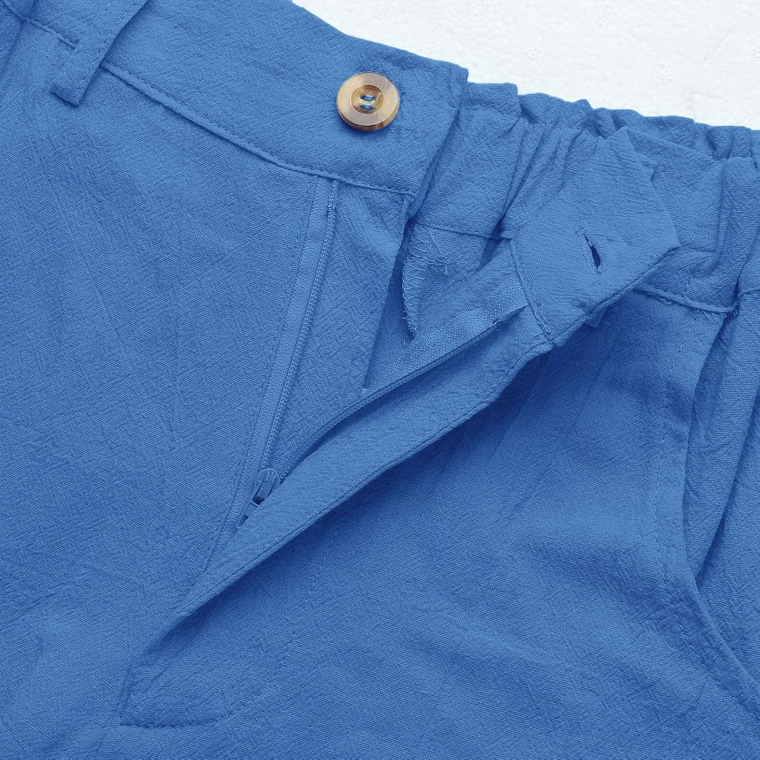 Capri Linen Pants for Women 2025 Summer Trendy Elastic High Waist Straight Leg Casual Pants Stretchy Loose Trousers