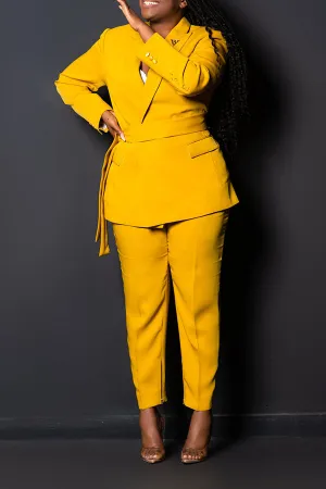 Casual Peak Collar Blazer & Pants Set