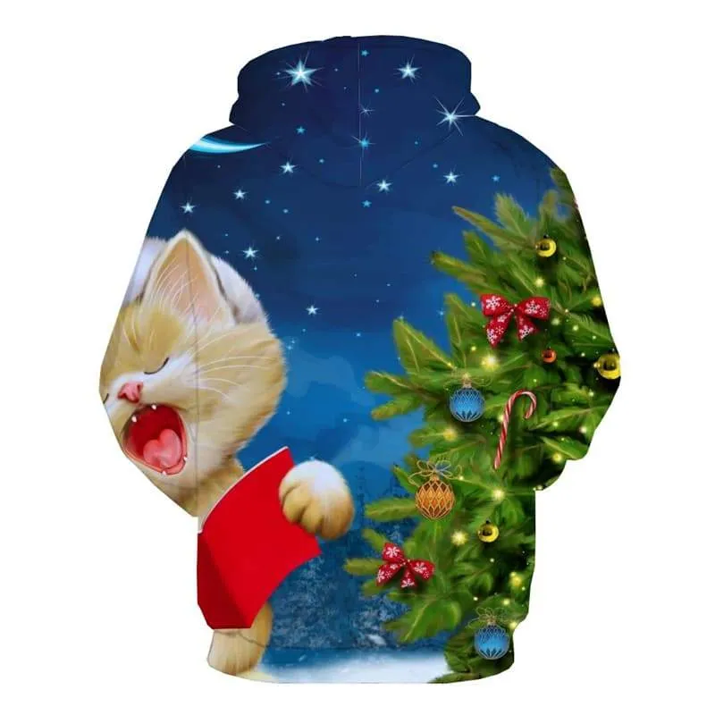 Christmas Hoodie Men Moon Hooded Casual Animal 3d Printed Star Hoody Anime Party Sweatshirt Printed