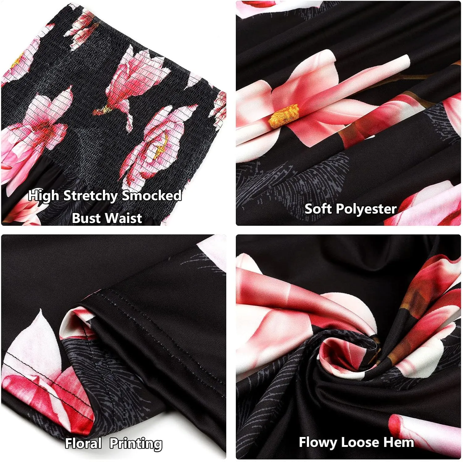 Comeon Women Off Shoulder Strapless Sleeveless Tube Top Dress Floral Summer Beach Coverup Flowy Midi Dress