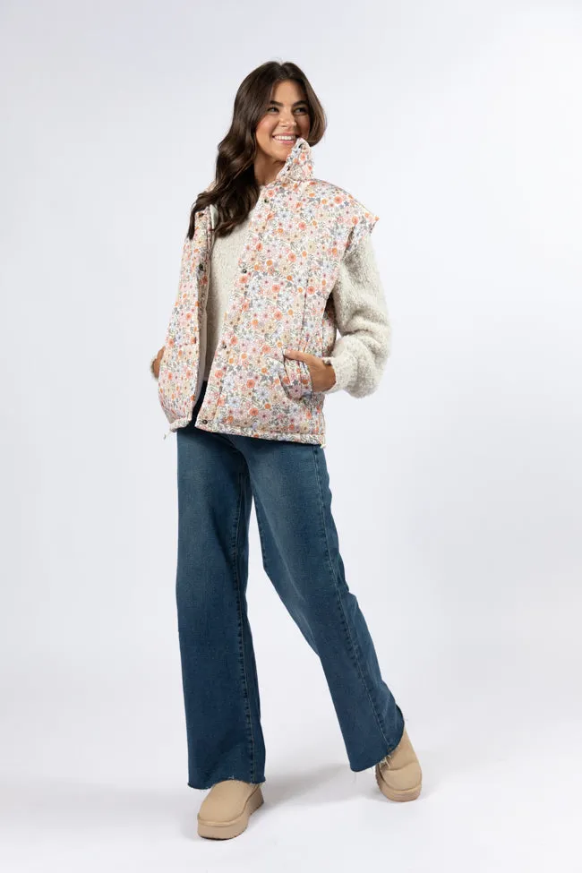 Cool Down Multi Floral Printed Puffer Vest FINAL SALE