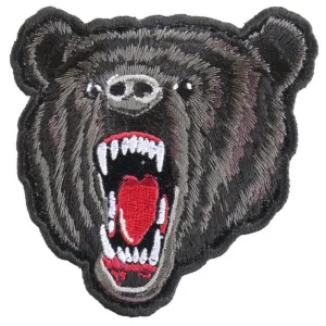 Daniel Smart Black Bear Biker Embroidered Iron On Patch, 3.5 x 4 inches