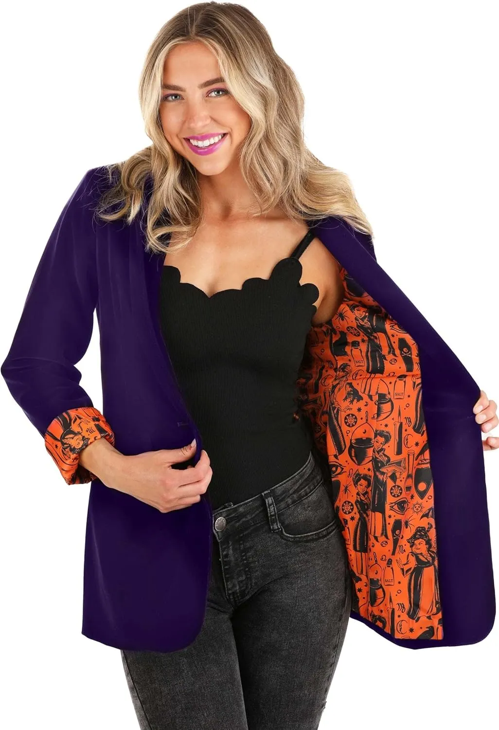 Disney Hocus Pocus Women's Purple Blazer - Officially Licensed Business Casual Jacket