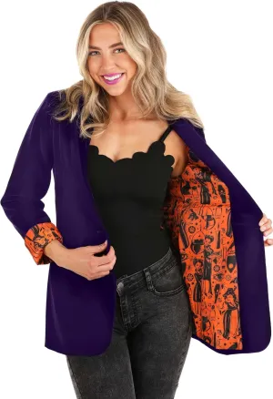 Disney Hocus Pocus Women's Purple Blazer - Officially Licensed Business Casual Jacket