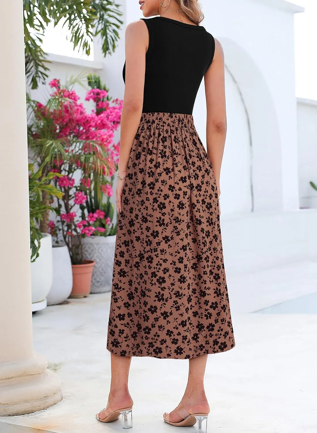 Dokotoo 2 Piece Sets for Women Summer Sleeveless Tank Tops and Boho Tie Knot Elastic Waist Midi Skirt Set