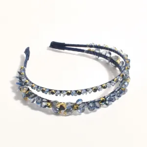 Double Row Jewelled Event Headband (Navy)