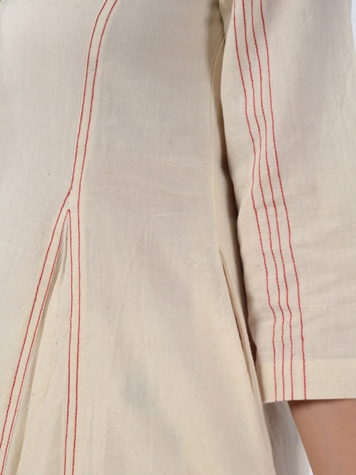 Dress With Subtle Red Accents Off-White