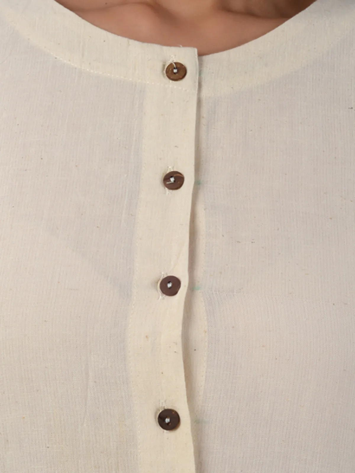 Dress With Subtle Red Accents Off-White