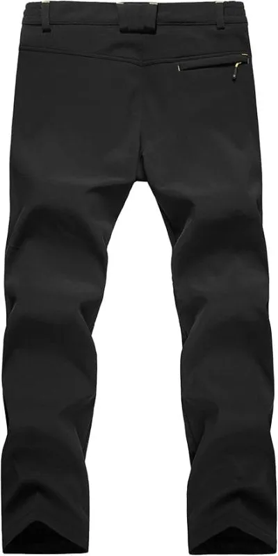 EKLENTSON Men's Waterproof Softshell Fleece Lined Outdoor Walking Trousers Warm Thicken Padded Hiking Ski Pants with Zip Pockets