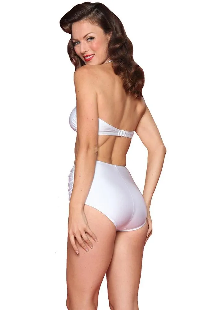 Esther Williams Retro High Waisted Solid Two-Piece Swimsuit Bottom - White