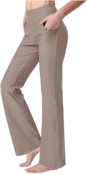 Flare Leggings for Women High Waist Bootcut Yoga Pants with Pockets Casual Wide Leg Pants Tummy Control Work Trousers