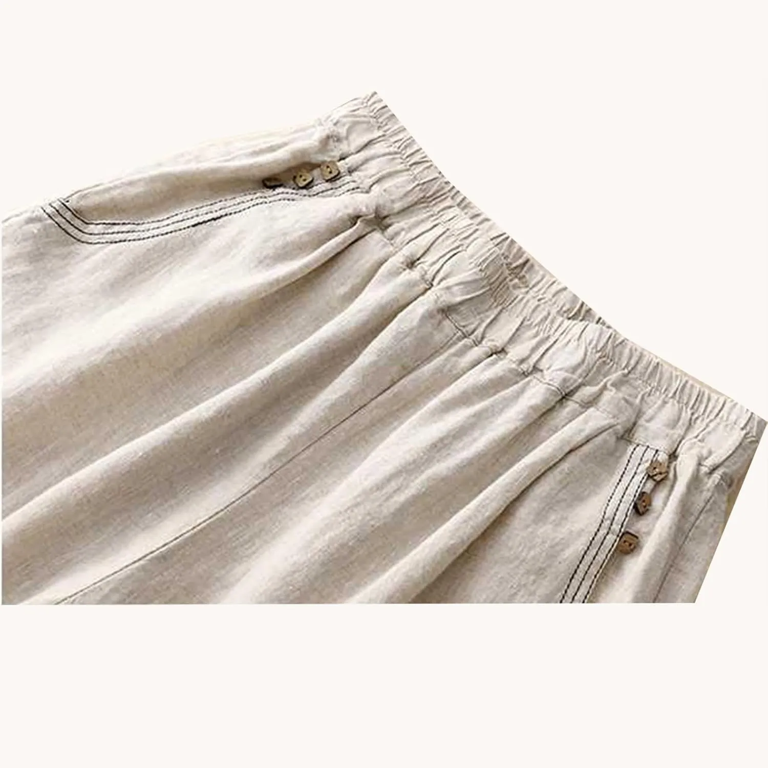 Flowy Pants for Women Summer Fashion Sagging High Waisted Elastic Pant Casual Loose Fit Slim Trousers with Pockets