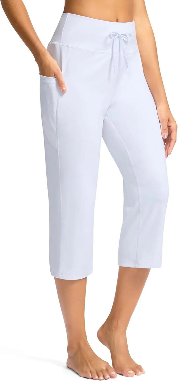 G Gradual Yoga Capri Pants for Women with Pockets High Waist Capris Leggings Tummy Control Straight Workout Summer Crop Pants