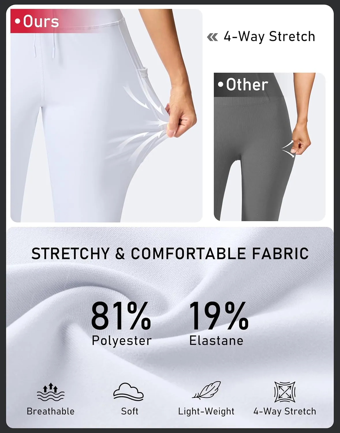 G Gradual Yoga Capri Pants for Women with Pockets High Waist Capris Leggings Tummy Control Straight Workout Summer Crop Pants